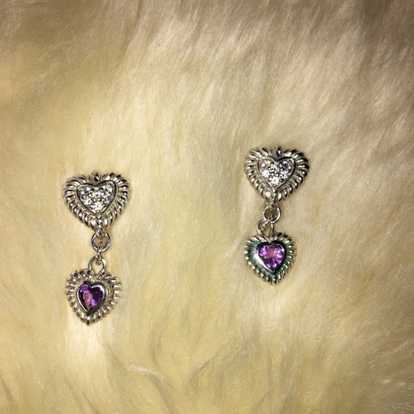 Judith Ripka Jewelry - Judith Ripka Amethyst Heart Earrings